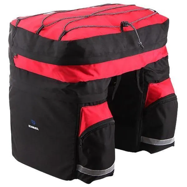60L MTB Fahrradtasche Rücksitz Doppelte Seitentaschen mit Regenschutz Lichtreflektierendes Band Fahrradtasche Fahrradtasche