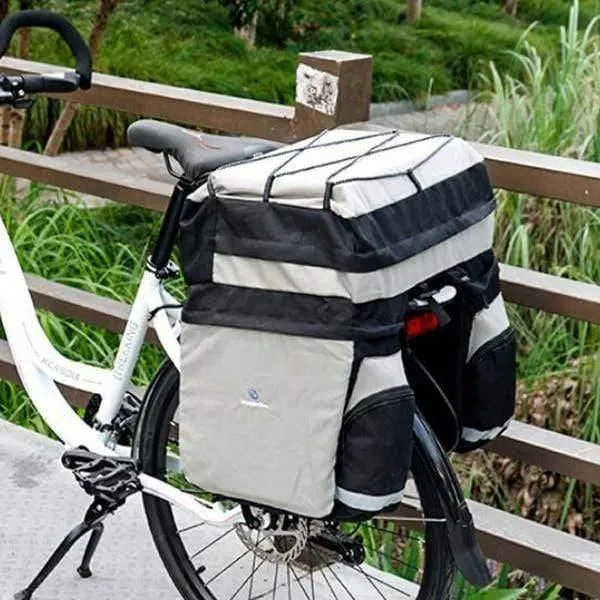 60L MTB Fahrradtasche Rücksitz Doppelte Seitentaschen mit Regenschutz Lichtreflektierendes Band Fahrradtasche Fahrradtasche