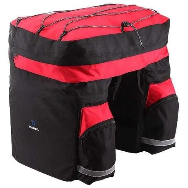 60L MTB Fahrradtasche Rücksitz Doppelte Seitentaschen mit Regenschutz Lichtreflektierendes Band Fahrradtasche Fahrradtasche