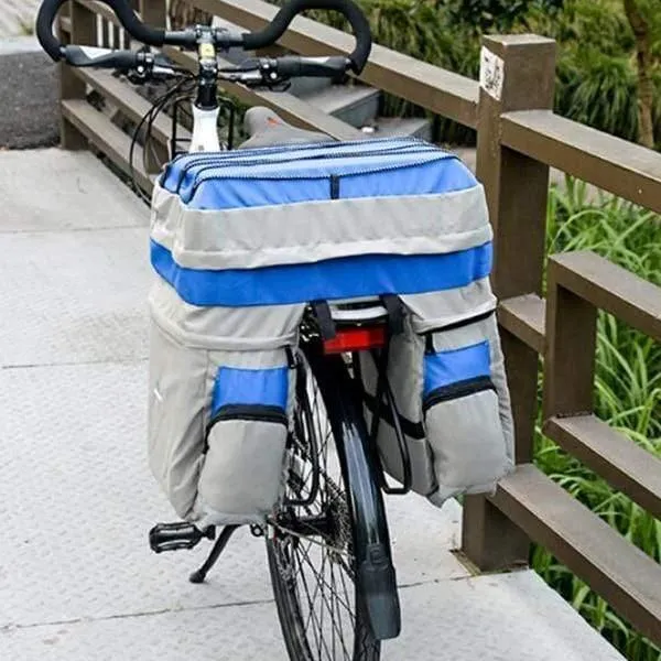 60L MTB Fahrradtasche Rücksitz Doppelte Seitentaschen mit Regenschutz Lichtreflektierendes Band Fahrradtasche Fahrradtasche