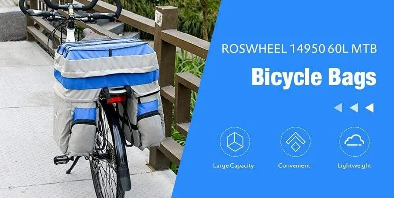60L MTB Fahrradtasche Rücksitz Doppelte Seitentaschen mit Regenschutz Lichtreflektierendes Band Fahrradtasche Fahrradtasche