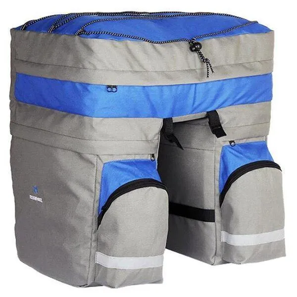 60L MTB Fahrradtasche Rücksitz Doppelte Seitentaschen mit Regenschutz Lichtreflektierendes Band Fahrradtasche Fahrradtasche