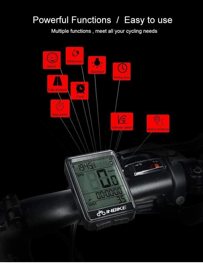 Wasserdichter Fahrradcomputer, kabellos und kabelgebunden, MTB-Fahrrad, Kilometerzähler, Stoppuhr, Tachometer, Uhr, LED, digitale Rate