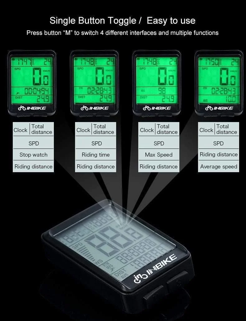 Wasserdichter Fahrradcomputer, kabellos und kabelgebunden, MTB-Fahrrad, Kilometerzähler, Stoppuhr, Tachometer, Uhr, LED, digitale Rate