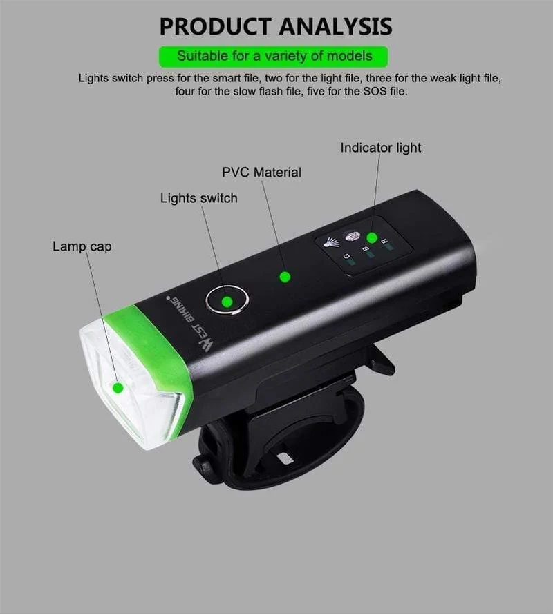 Fahrrad Frontlicht Induktion Fahrrad Helles Licht USB Lade Taschenlampe Radfahren Wasserdichte Taschenlampe Fahrrad Scheinwerfer