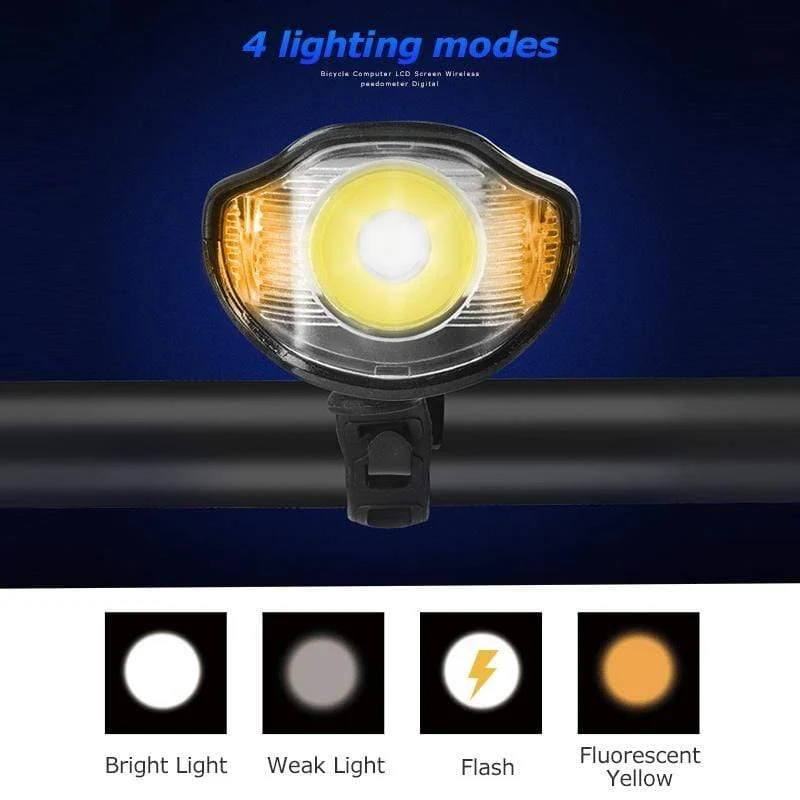 Wasserdichtes Fahrradlicht USB-Lade-Fahrrad-Frontlicht Taschenlampe Lenker Fahrradscheinwerfer mit Hupe Geschwindigkeitsmesser LCD-Bildschirm