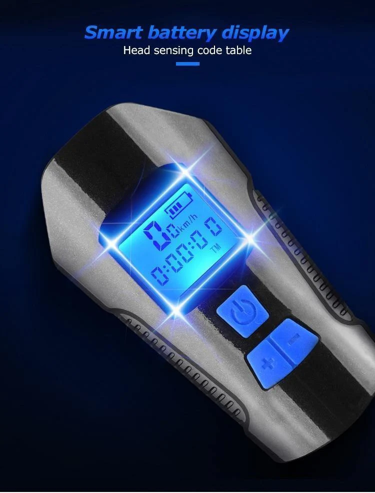Wasserdichtes Fahrradlicht USB-Lade-Fahrrad-Frontlicht Taschenlampe Lenker Fahrradscheinwerfer mit Hupe Geschwindigkeitsmesser LCD-Bildschirm