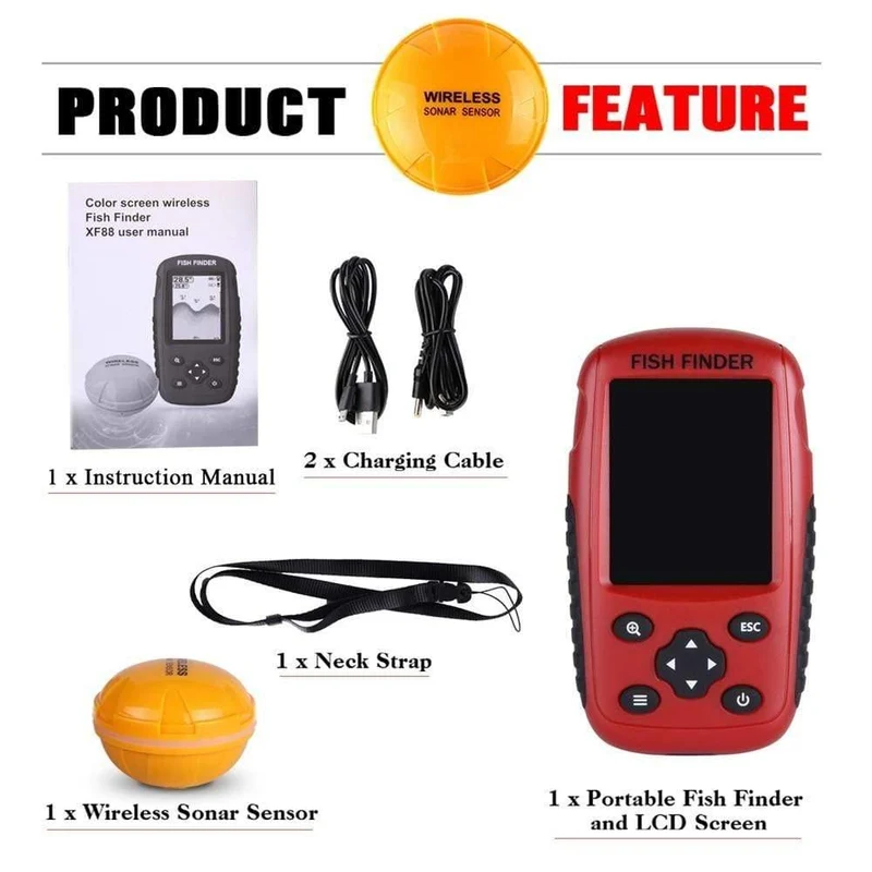 Russisch/Englisch Wireless Sonar Sensor Fish Finder 0.6-40 m Tiefe Echolot für Winter Eis Angeln Tackle Fishfinder