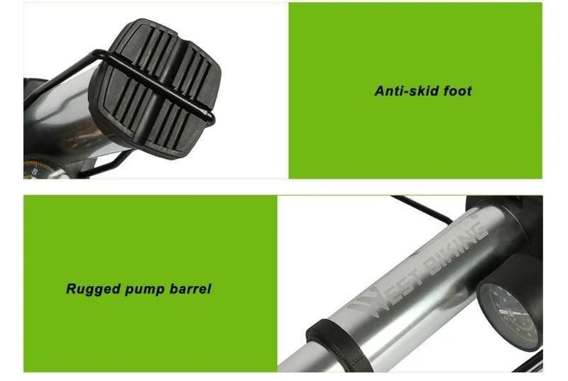 BIKE Fußaktivierte Standpumpe mit Manometer Fahrradluftpumpe Mini Tragbare tragbare 80 PSI Fahrradreifen-Standpumpe