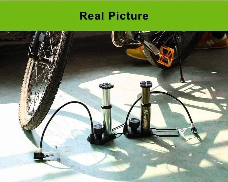 BIKE Fußaktivierte Standpumpe mit Manometer Fahrradluftpumpe Mini Tragbare tragbare 80 PSI Fahrradreifen-Standpumpe