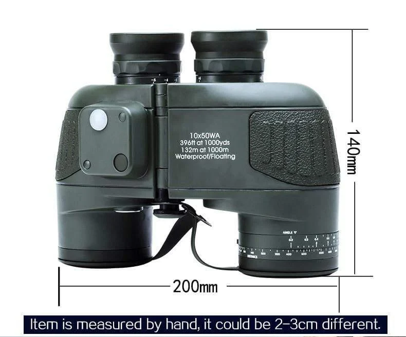 10x50 HD Marine Fernglas Zoom Entfernungsmesser Kompass Teleskop Okular Wasserdicht Stickstoff Armee Grün