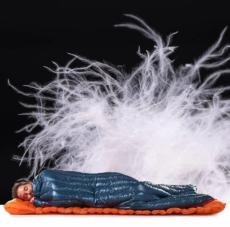 Außenumschlag 85% Gänsedaunenschlafsack Wasserdichte ultraleichte Schlafsäcke Winter Camping Spleißen