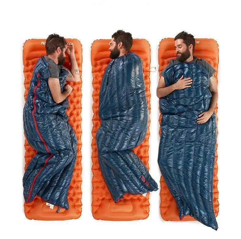 Außenumschlag 85% Gänsedaunenschlafsack Wasserdichte ultraleichte Schlafsäcke Winter Camping Spleißen
