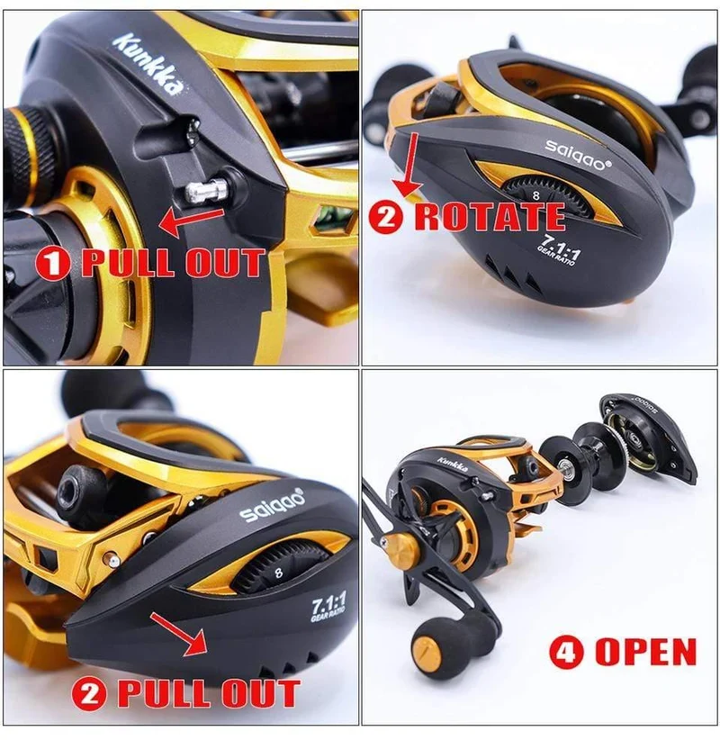 Baitcastingrolle Salzwasser Carbon 14+1BB Baitcastingrolle Magnet- und Fliehkraftbremse Doppelbremsrolle High Speed ​​220g
