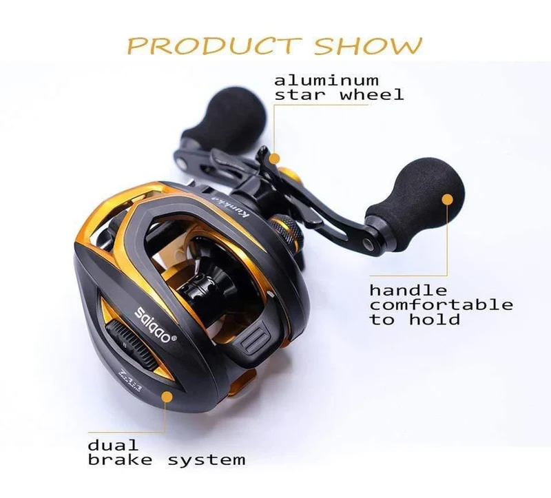 Baitcastingrolle Salzwasser Carbon 14+1BB Baitcastingrolle Magnet- und Fliehkraftbremse Doppelbremsrolle High Speed ​​220g