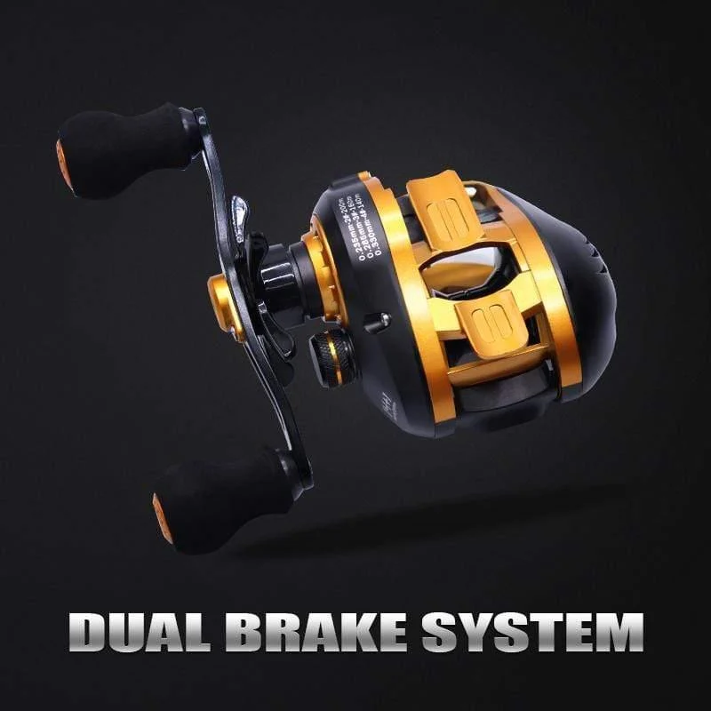 Baitcastingrolle Salzwasser Carbon 14+1BB Baitcastingrolle Magnet- und Fliehkraftbremse Doppelbremsrolle High Speed ​​220g