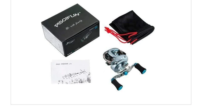 Saex Premier Baitcasting Reel 7BB 6.5: 1 Magnetbremse 179g Angelrolle aus Aluminium für Rechts- oder Linkshänder
