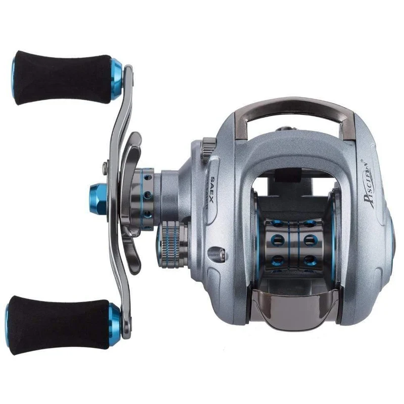 Saex Premier Baitcasting Reel 7BB 6.5: 1 Magnetbremse 179g Angelrolle aus Aluminium für Rechts- oder Linkshänder