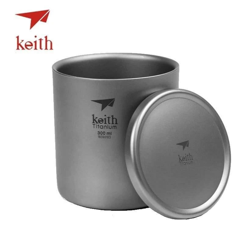 Reines Titan Vakuum Teetassen Doppelwandige Wasserbecher Outdoor Camping Reise Picknick Geschirr Utensilien Mit Titandeckel