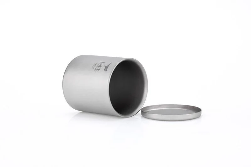 Reines Titan Vakuum Teetassen Doppelwandige Wasserbecher Outdoor Camping Reise Picknick Geschirr Utensilien Mit Titandeckel