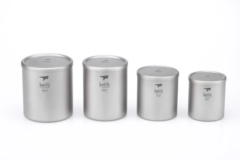 Reines Titan Vakuum Teetassen Doppelwandige Wasserbecher Outdoor Camping Reise Picknick Geschirr Utensilien Mit Titandeckel