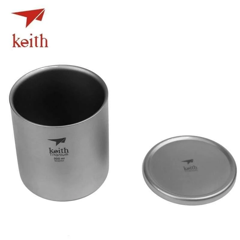 Reines Titan Vakuum Teetassen Doppelwandige Wasserbecher Outdoor Camping Reise Picknick Geschirr Utensilien Mit Titandeckel
