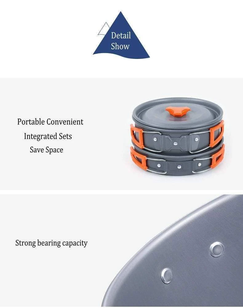 3 Teile/satz Tragbare Kochen Im Freien Kochgeschirr Aluminium Legierung Wasserkocher Topf für 2-3 Person Camping Jagd Angeln Picknick
