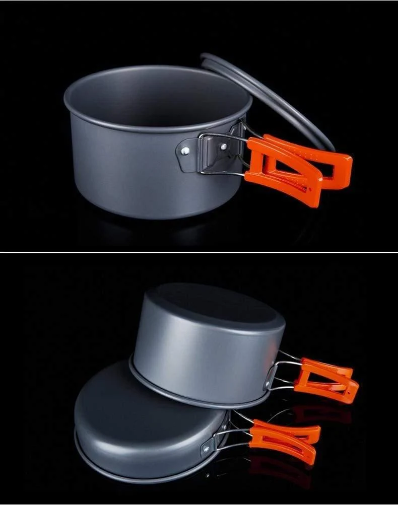 3 Teile/satz Tragbare Kochen Im Freien Kochgeschirr Aluminium Legierung Wasserkocher Topf für 2-3 Person Camping Jagd Angeln Picknick
