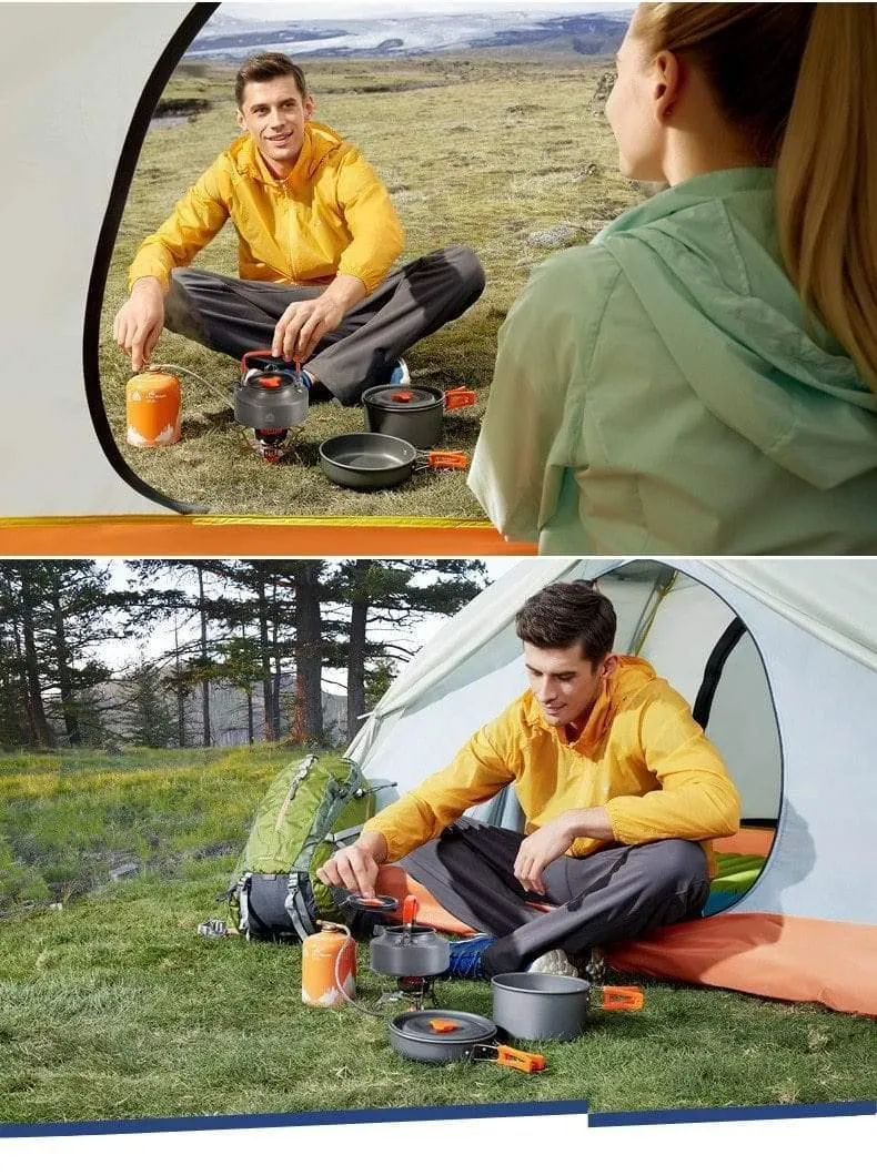 3 Teile/satz Tragbare Kochen Im Freien Kochgeschirr Aluminium Legierung Wasserkocher Topf für 2-3 Person Camping Jagd Angeln Picknick