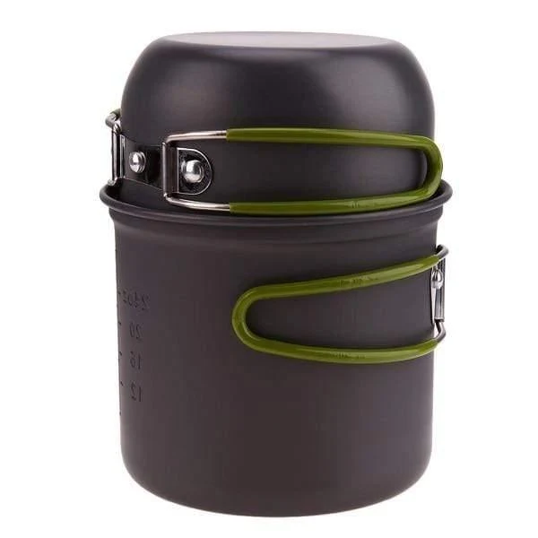 9-in-1-Picknickschüssel-Topf-Pfannen-Set Antihaft-Töpfe Pfannen Schüsseln Tassen Tragbares Aluminiumlegierung-Camping-Wandergeschirr Kochgeschirr Reise