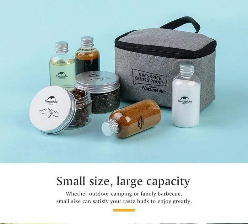 6 stücke Outdoor Camping Geschirr Lagerung Container Gewürz Flaschen Dosen Mit EINER Tasche Für BBQ Tragbare Picknick