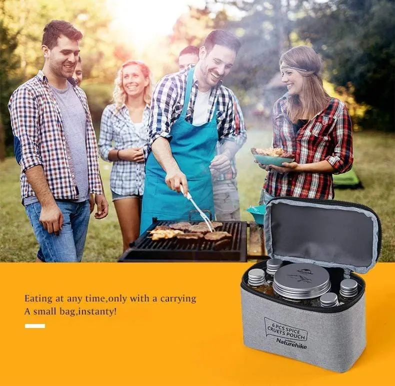 6 stücke Outdoor Camping Geschirr Lagerung Container Gewürz Flaschen Dosen Mit EINER Tasche Für BBQ Tragbare Picknick