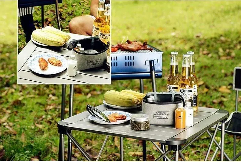 6 stücke Outdoor Camping Geschirr Lagerung Container Gewürz Flaschen Dosen Mit EINER Tasche Für BBQ Tragbare Picknick