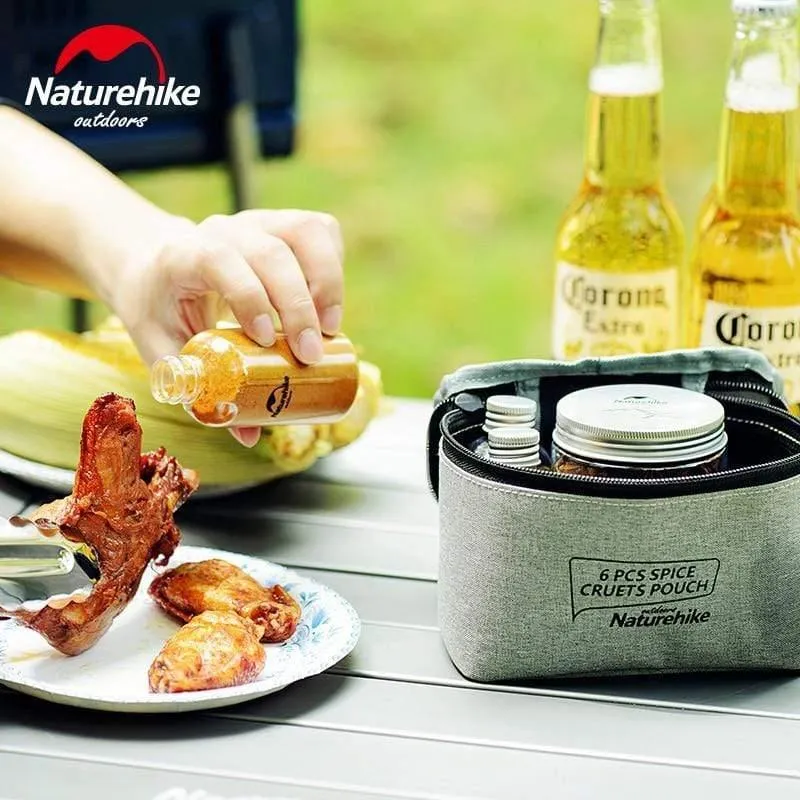 6 stücke Outdoor Camping Geschirr Lagerung Container Gewürz Flaschen Dosen Mit EINER Tasche Für BBQ Tragbare Picknick