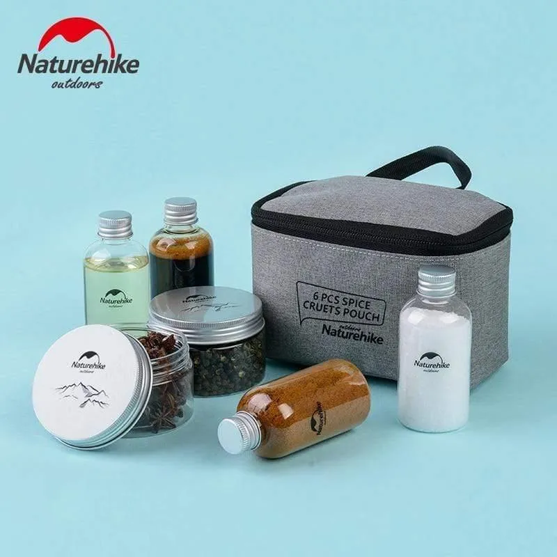 6 stücke Outdoor Camping Geschirr Lagerung Container Gewürz Flaschen Dosen Mit EINER Tasche Für BBQ Tragbare Picknick
