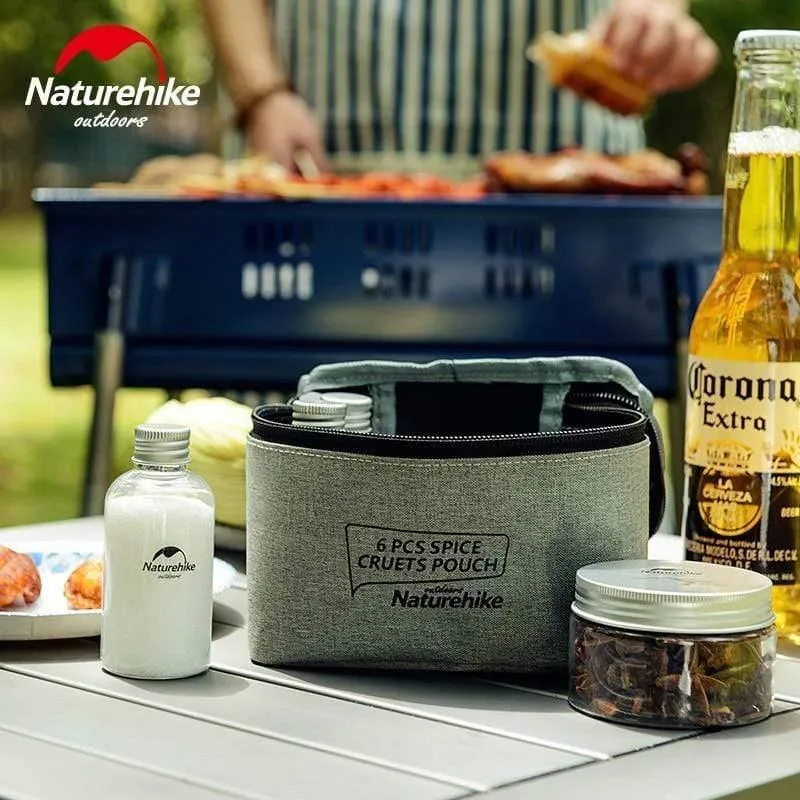 6 stücke Outdoor Camping Geschirr Lagerung Container Gewürz Flaschen Dosen Mit EINER Tasche Für BBQ Tragbare Picknick
