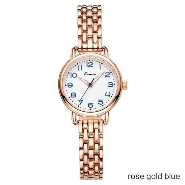 Frauenquarzuhren kleiden analoge Uhrart und weisearmbanduhrgoldlegierungsfallarmbanduhr Geschenkuhr des heißen Mädchens