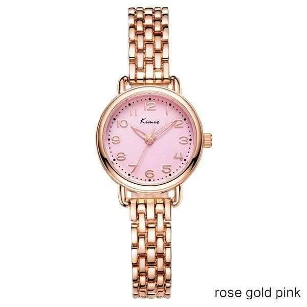 Frauenquarzuhren kleiden analoge Uhrart und weisearmbanduhrgoldlegierungsfallarmbanduhr Geschenkuhr des heißen Mädchens