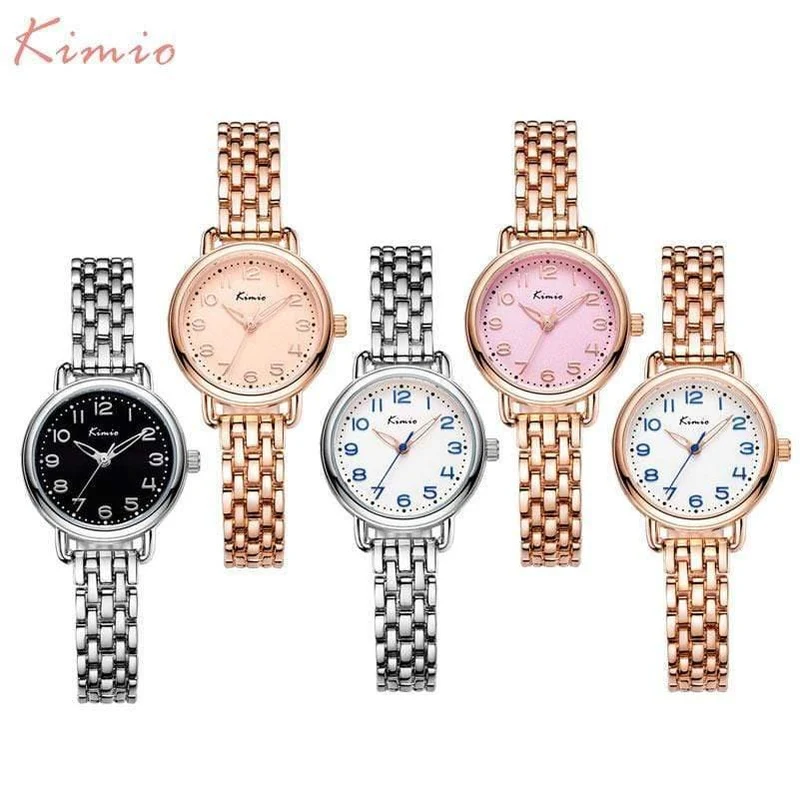 Frauenquarzuhren kleiden analoge Uhrart und weisearmbanduhrgoldlegierungsfallarmbanduhr Geschenkuhr des heißen Mädchens