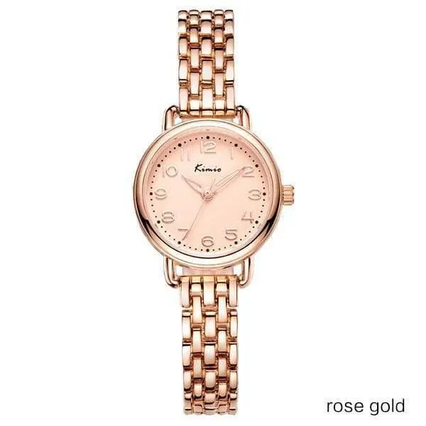 Frauenquarzuhren kleiden analoge Uhrart und weisearmbanduhrgoldlegierungsfallarmbanduhr Geschenkuhr des heißen Mädchens