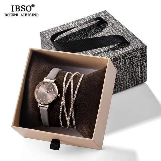 Frauen luxusuhr mit armband mode weiblichen kristall armreif uhr set valentinstag geschenk für damen