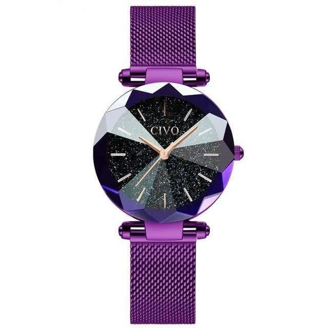 Damen kristall uhren luxus wasserdicht rose gold stahl mesh quarz frauen uhren top marke armband uhr