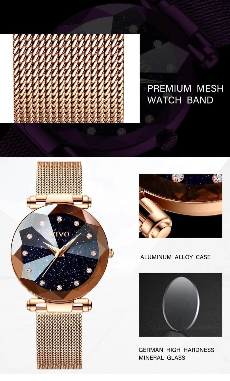 Damen kristall uhren luxus wasserdicht rose gold stahl mesh quarz frauen uhren top marke armband uhr