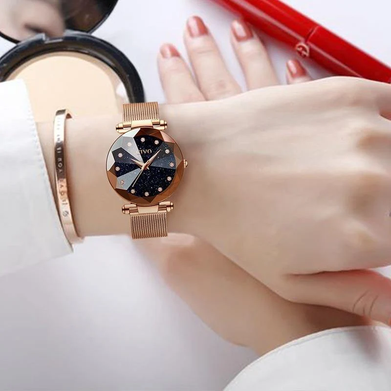 Damen kristall uhren luxus wasserdicht rose gold stahl mesh quarz frauen uhren top marke armband uhr