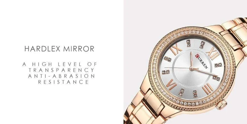 Frauen Casual Uhren wasserdichte Armbanduhr Damenmode Kleid Strass Edelstahl Damen Uhr