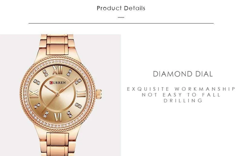 Frauen Casual Uhren wasserdichte Armbanduhr Damenmode Kleid Strass Edelstahl Damen Uhr