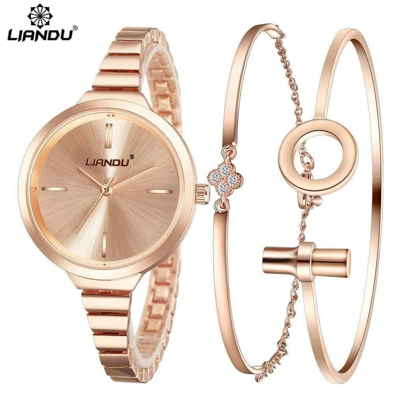 Uhr Frauen Rose Gold Armband Uhr Luxus Schmuck Damen Weibliche Mädchen Casual Quarz Armbanduhren relogio feminino