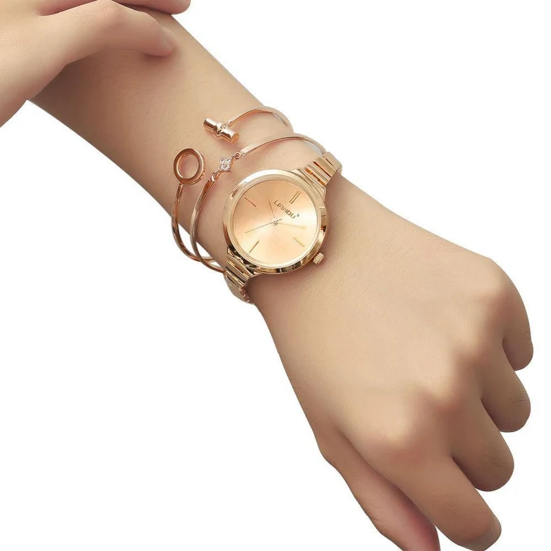 Uhr Frauen Rose Gold Armband Uhr Luxus Schmuck Damen Weibliche Mädchen Casual Quarz Armbanduhren relogio feminino