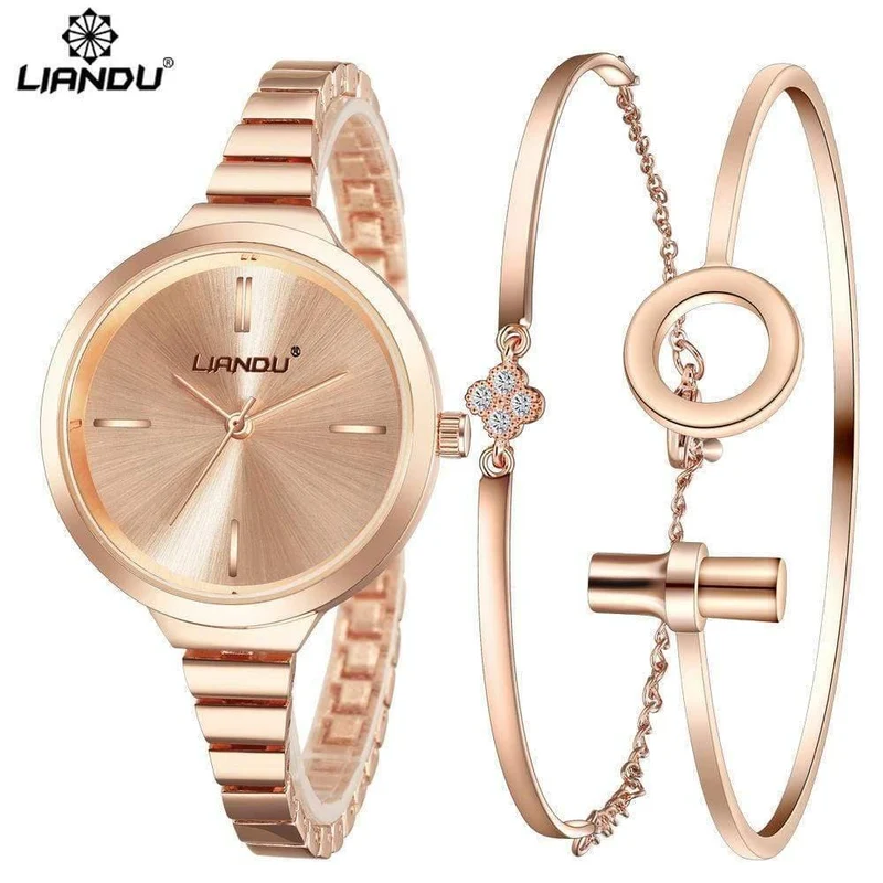 Uhr Frauen Rose Gold Armband Uhr Luxus Schmuck Damen Weibliche Mädchen Casual Quarz Armbanduhren relogio feminino