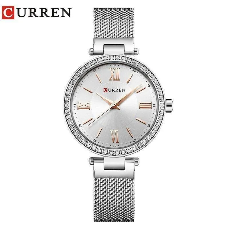Damenarmband Uhren Strass Gehäuse Muscheloberfläche Damenuhr schwarz Edelstahlarmband